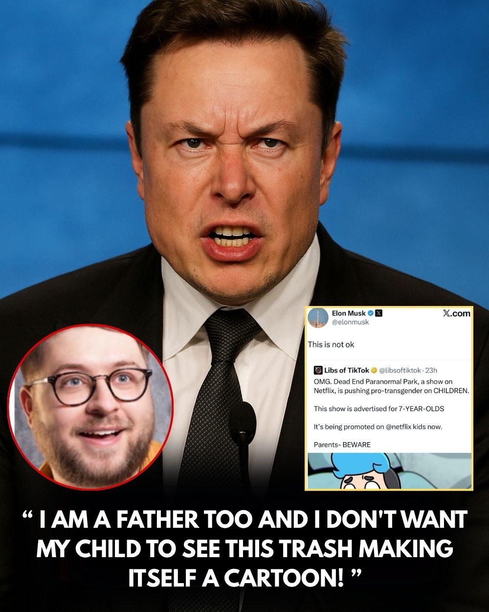 BREAKING: Elon Musk Sparks Outrage After Announcing He CANCELLED his @netflix account after they promoted a kid’s show which pushed transgenderism on kids and was written by an lgbtq activist who mocked Charlie’s ass*ssination .q