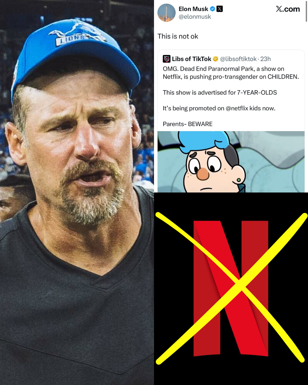 NFL Firestorm: Lions Coach Dan Campbell Backs Elon Musk in Explosive Netflix Boycott Over “Toxic LGBT+ Agenda Targeting Kids and Brainwashing the Next Generation” — “This Is Poison for Our Children! We Must Stand to Protect the Kids and Stop This Fu** Propaganda!” _P