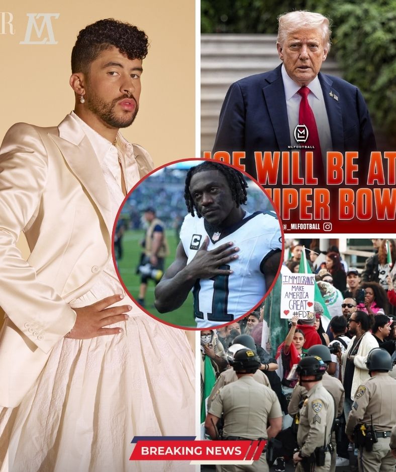 BREAKING at the Super Bowl: A.J. Brown slams Trump advisor, reacts strongly against ICE deportations during Bad Bunny’s halftime performance .Ni