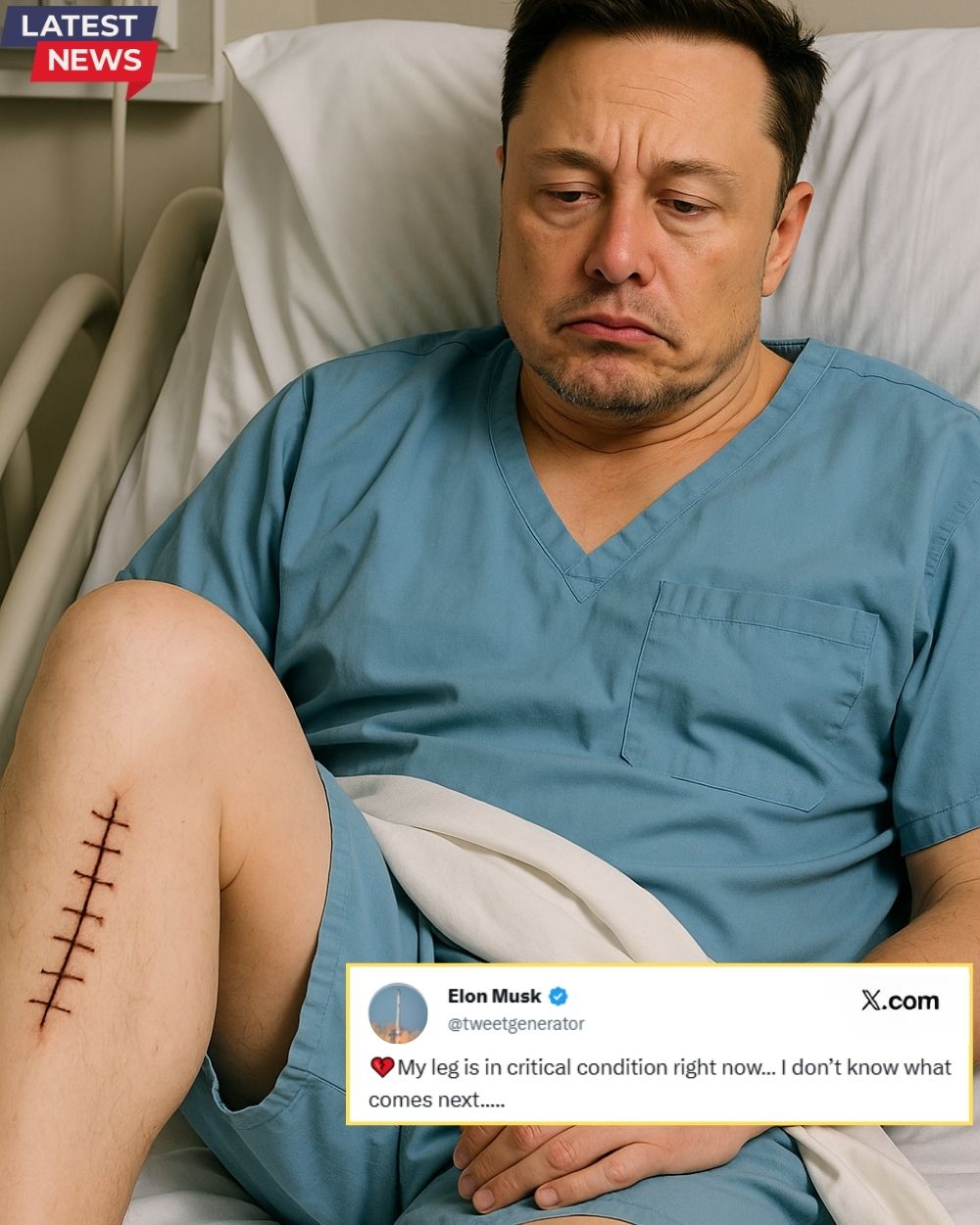 HEARTBREAKING NEWS: 20 minutes ago Elon Musk announced some very sad news about himself on the X platform, his leg is currently in critical condition…  .q