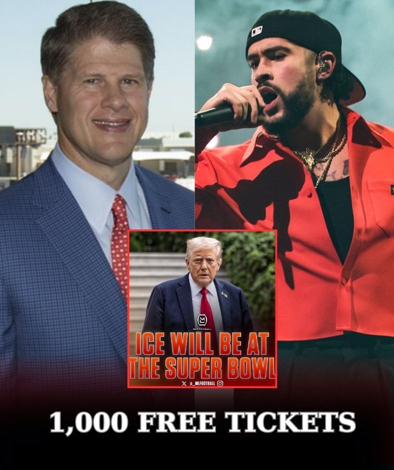 BREAKING FIRESTORM: Trump Advisor Confirms ICE Will Target Fans During Bad Bunny’s 2026 Super Bowl Halftime — Outrage ERUPTS as Boycott Calls Sweep the NFL, While Kansas Owner STUNS Fans by Offering 1,000 FREE TICKETS in Unprecedented Move! .q