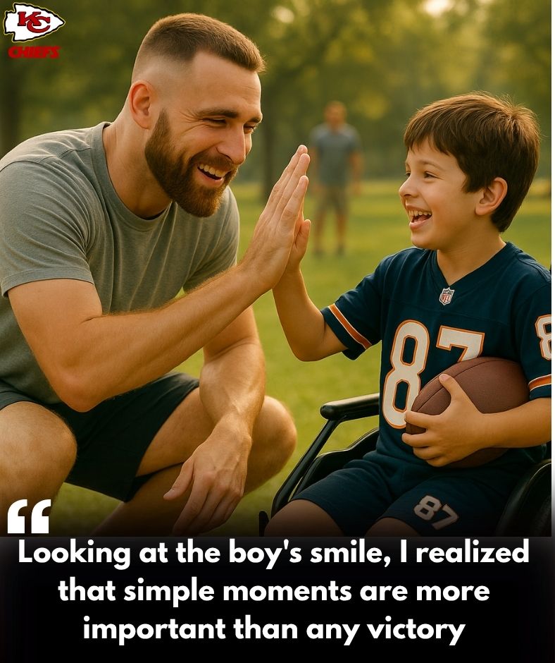 TOUCHING STORY!! That day, Travis Kelce wasn’t a football star, he was a Little Boys’ Hero. With just a small park, an old football, and a humble heart, he showed the true goodness hidden behind the stadium lights .q